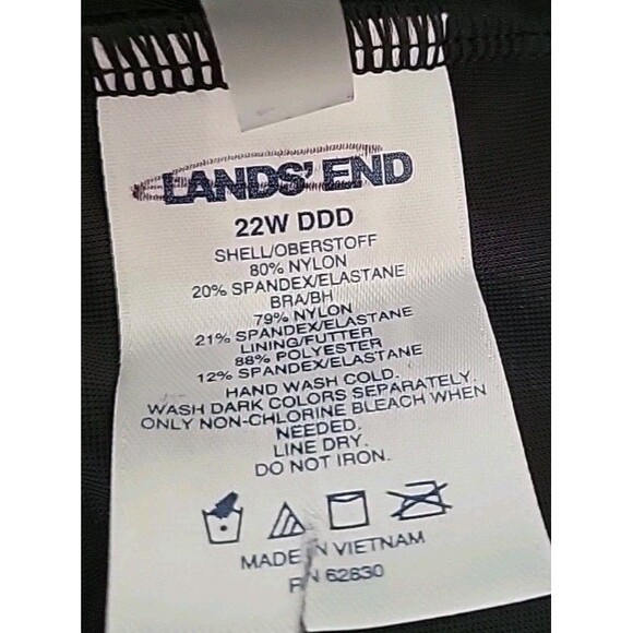 Lands’ End Large 22W DDD Black Bikini Swim Top Twist Front Padded Underwire S623 - Picture 8 of 8